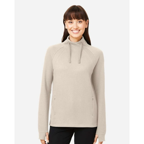 North End NE200W Women's Rhythm Waffle Pullover-OATMEAL-M