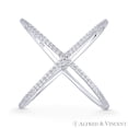thumbnail image 1 of Ladies' Right-Hand Criss-Cross X-Ring w/ CZ Crystals in .925 Sterling Silver w/ Rhodium, 1 of 1