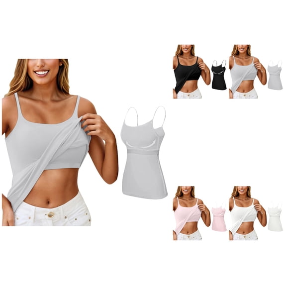 Ladies' Rims Bra Strap Vest with Built-in Padded Bra, Adjustable Spaghetti Strap Workout Camisole Top for Women, Lightweight Yoga Tank Top with Small Inner Tube Support