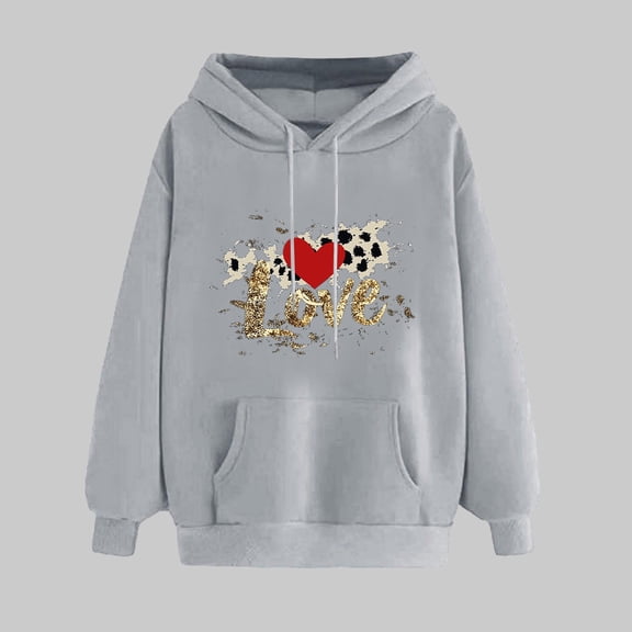 Ladies' Romantic Valentine Hooded Sweatshirt With Long Sleeve Cozy Fleece Material