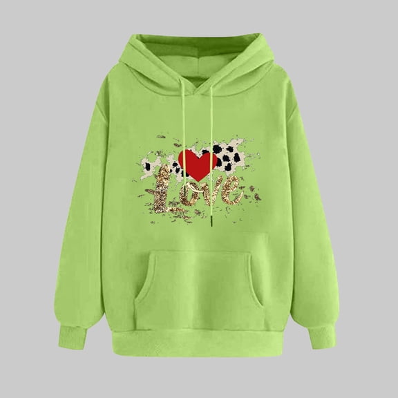 Ladies' Romantic Valentine Hooded Sweatshirt With Long Sleeve Cozy Fleece Material