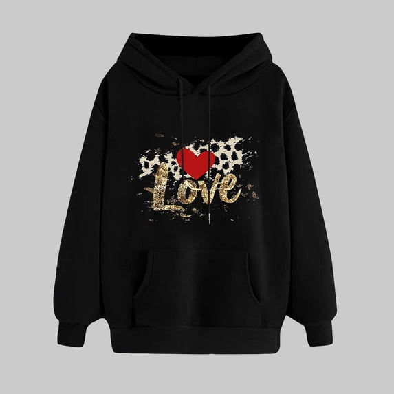 Ladies' Romantic Valentine Hooded Sweatshirt With Long Sleeve Cozy Fleece Material