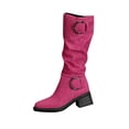 Milty Color Ladies Rose Buckle Boots Multi-Color Heel Textured Long Boots - Walmart.com