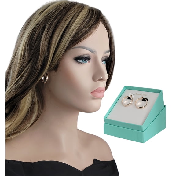 Ladies Rose Gold Tone Classic Hoop Pierced Earrings 7/8" Gift Boxed