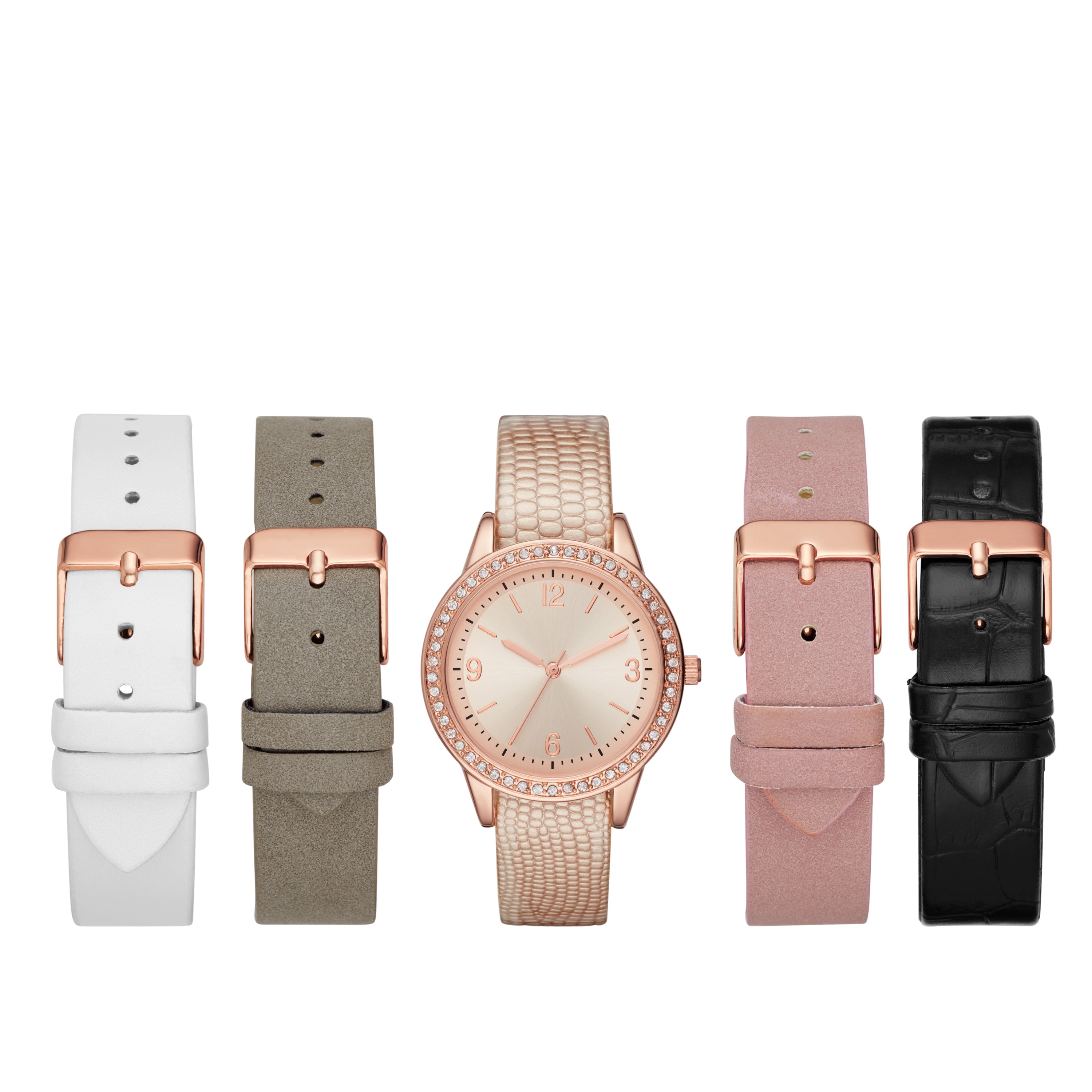 Ladies Rose Gold Watch Set with Interchangeable Straps Walmart