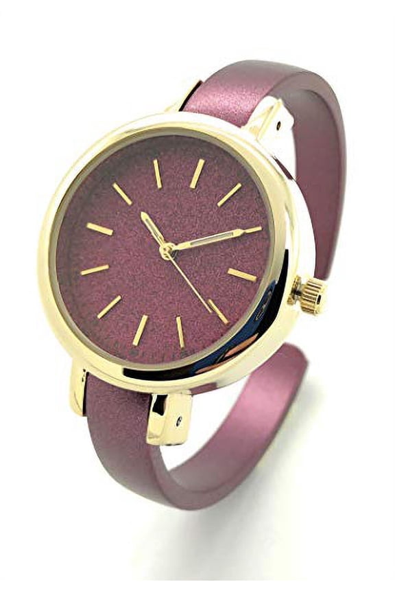 Ladies Round Dressy Fancy Trendy Sparkly Dial Bangle Cuff Fashion Watch