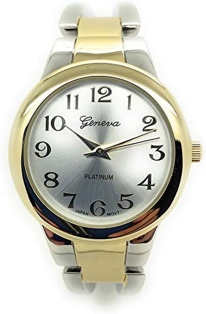 GENEVA Ladies Round Elegant Simple Casual Metal Bangle Cuff Fashion Watch Easy Reader Dial