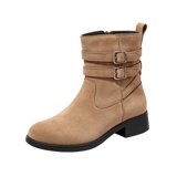 Seasonal Rounds Ladies Round Head Thick Heeled Mid Heeled Casual Mid Calf Boots For All ...