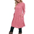thumbnail image 1 of Ladies Round Neck Long Sleeve Dress Colorful Knit Buckle Pocket A Line Fashion Dress Midi Dress Fitted Dress V Neck Summer Dress Summer Dress Maxi Women Casual Women Dresses below The Knee Dresses, 1 of 4
