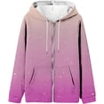 thumbnail image 1 of Ladies Round Neck Long Sleeve Gradient Print Hoodie Fashion Loose Top, 1 of 4