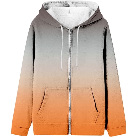 Ladies Round Neck Long Sleeve Gradient Print Hoodie Fashion Loose Top