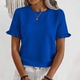 thumbnail image 1 of Ladies Round Neck Ruffled Short Sleeve T Shirt Top Womens T Shirts Long Sleeve Neck Tops for Women Plain Shirt Casual T Shirts Women Women Active Wear Tops Shirts Comfy Women Womens Casual Summer Tops, 1 of 4