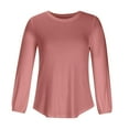 thumbnail image 1 of Ladies Round Neck Tops Solid Color T-Shirt Blouse for Womens Autumn Long-Sleeved Shirts Comfy Soft Casual Tunic Tops, 1 of 4