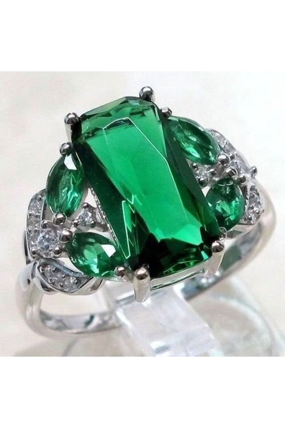 Ladies Ruby Cut 925 Sterling Silver Ring