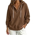 thumbnail image 1 of Ladies Ruched Crochet Hooded Plain Loose Fit Hoods Outfits Sweatshirt for Women Sweater Fall Winter Outfits 2026 Brown XL, 1 of 2