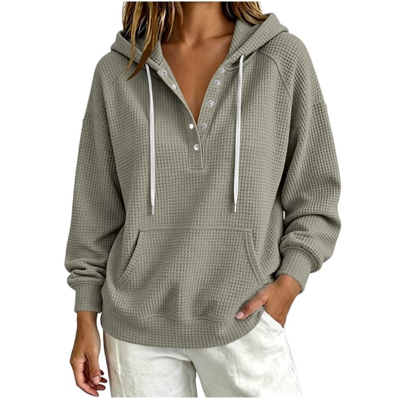 Ladies Ruched Crochet Hooded Plain Loose Fit Hoods Outfits Sweatshirt for Women Sweater Fall Winter Outfits 2026 Gray L