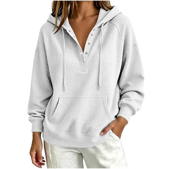 Ladies Ruched Crochet Hooded Plain Loose Fit Hoods Outfits Sweatshirt for Women Sweater Fall Winter Outfits 2026 White M