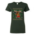 thumbnail image 1 of Ladies Rudolph Gangsta Sleigh Reindeer Cool Ugly Christmas Funny DT T-Shirt Tee, 1 of 2