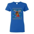 thumbnail image 1 of Ladies Rudolph Gangsta Sleigh Reindeer Cool Ugly Christmas Funny DT T-Shirt Tee, 1 of 2
