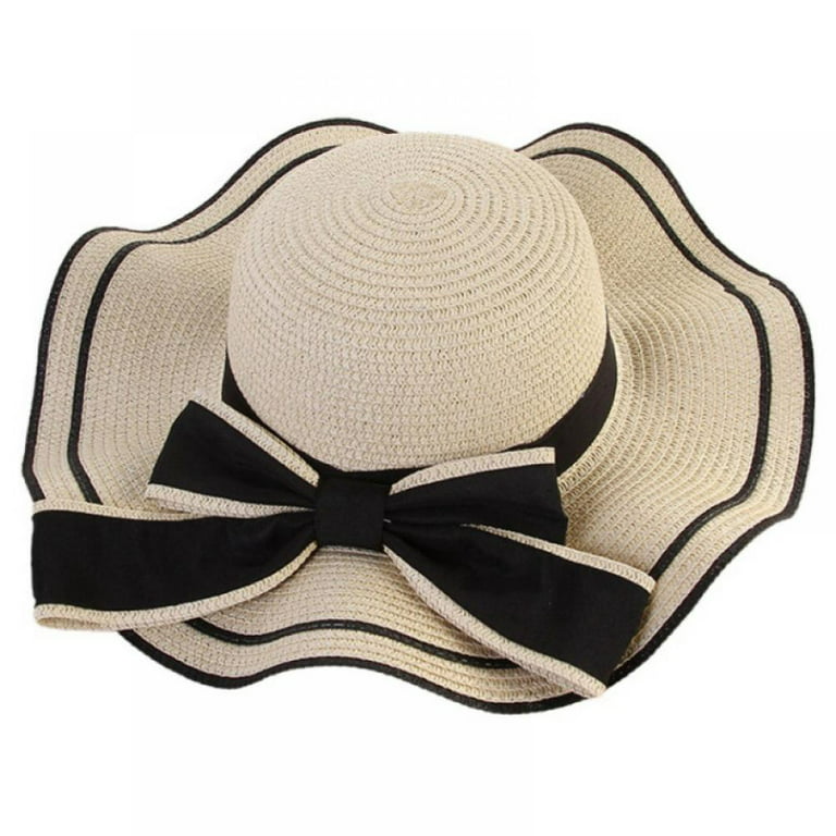 Ladies Ruffle Hat Ladies Handmade Hat Straw Hat Sun Hat Wavy Bow