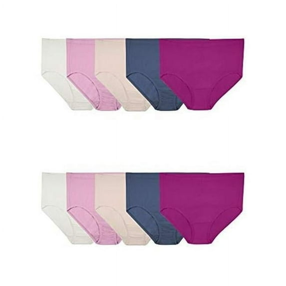Ladies S Plus Breathable Cotton Panty Briefs Underwear, Assorted Color - Size 13 - Pack of 10