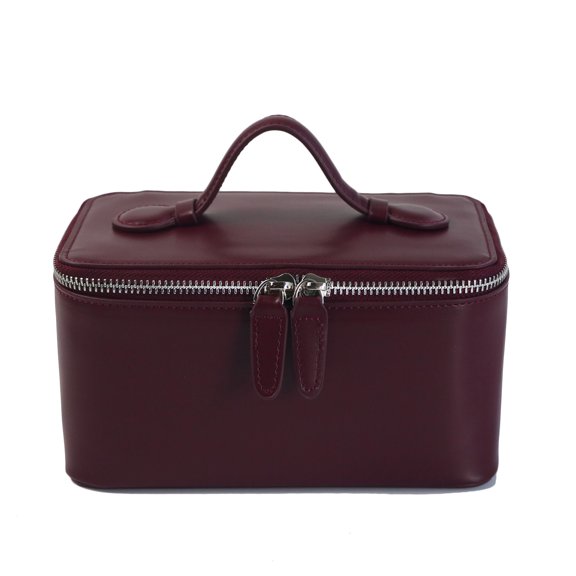 Ladies Saffiano Split Leather Travel Toiletry Case Bag Portable Hanging Makeup Organizer Box Dopp Kit Cosmetic Bag For Women