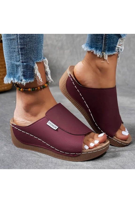 Ladies Sandals Women's Sandals Women's Casual Wedge Slides - Beach Summer Sandals with Rubber Sole, Comfortable Dressy Flat Shoes