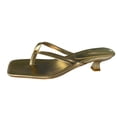 thumbnail image 1 of Ladies Sandals,Womens Flip Flops,Thong Sandals for Women,Women's Sandals,Thong Sandals Kitten Heels Square Toe Flip Flops Slip On Heels for Women Kitten Heel Sandals Low Heel for Casual,Gold,6.5, 1 of 7