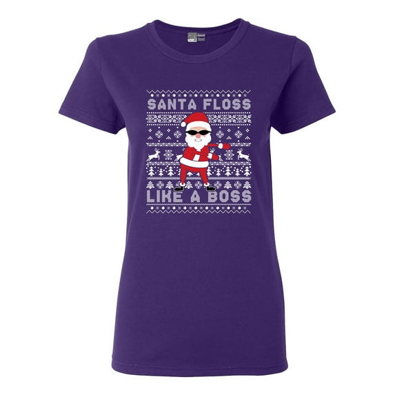 Ladies Santa Floss Like A Boss Christmas Funny DT T-Shirt Tee