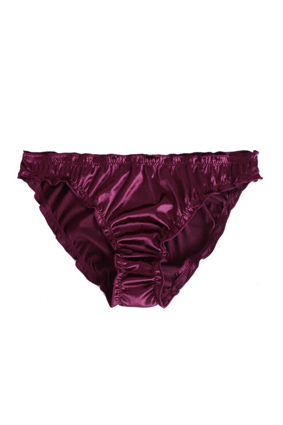 Ladies Satin Panties Low Waist Ruffle Cream Silk Sexy Lingerie Comfortable Bikini Panties Stretch Ladies Panty Underwear