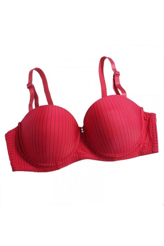 Ladies Sexy Bra Striped Gathered Steel Ring Seamless Thin Underwear
