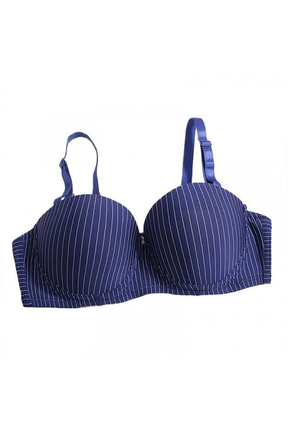Ladies Sexy Bra Striped Gathered Steel Ring Seamless Thin Underwear
