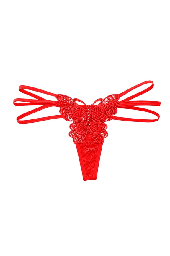 Ladies Sexy Panties Lace Bow Hot Drilling Solid Color Thong