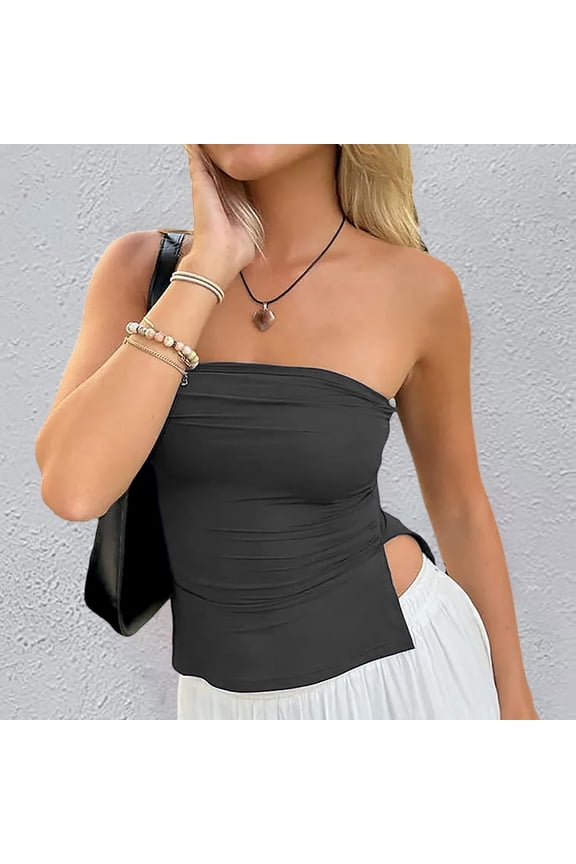 Ladies Sexy Strapless Hottie Tank Top Girls Tube Tops Thick Tube Skin Tone Shirt Tub Tops Light Tan Shirts for Women Closet Organizer Sheer Sleeves for under Dresses Skin Top Tube Top Shirt Long Line