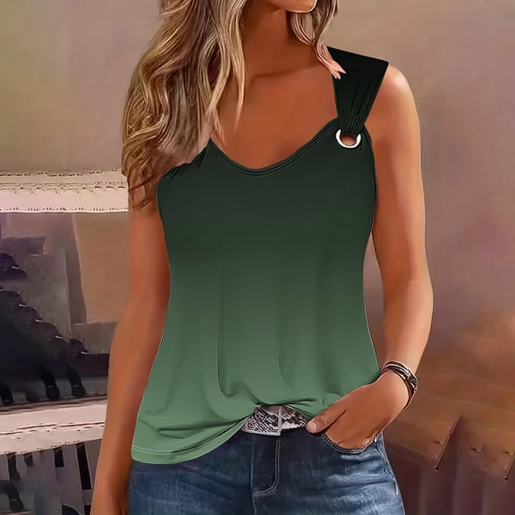 Ladies' Sexy and Fashionable Casual Printed Suspender Metal Round Neck