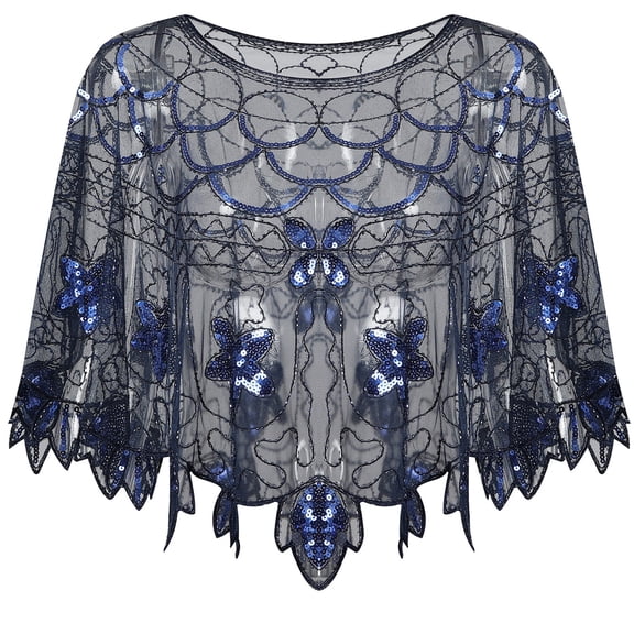 Ladies Shawl Wraps Sequin Women Beach Evening Party Cover up Poncho Bolero Cape