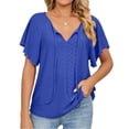 thumbnail image 1 of Ladies Shirts Ruffle Loose Button up Tunic Tops for Women, 1 of 5