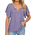 thumbnail image 1 of Ladies Shirts Ruffle Loose Button up Tunic Tops for Women, 1 of 5