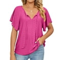 thumbnail image 1 of Ladies Shirts Ruffle Loose Button up Tunic Tops for Women, 1 of 5
