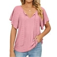 thumbnail image 1 of Ladies Shirts Ruffle Loose Button up Tunic Tops for Women, 1 of 5