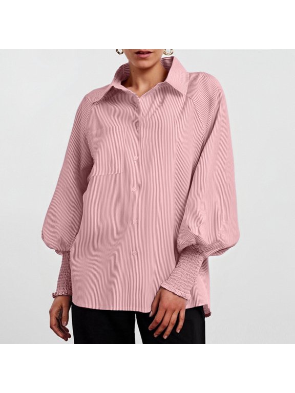 Ladies Shirts Summer Top for Women'S Casual Loose Striped Long Sleeve Shirt For Everyday Wear With Comfort And Style Versatile Top For Work Or Weekend Red 5XL