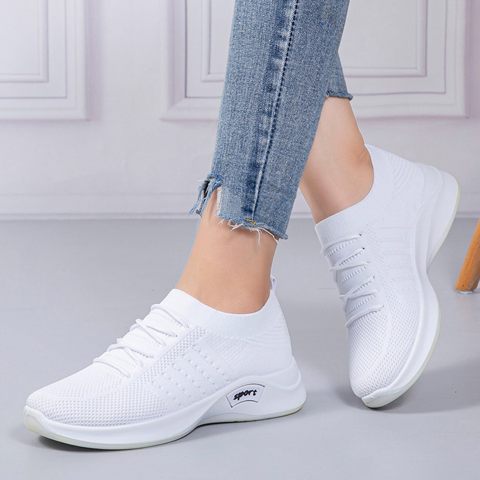 Ladies Shoes Fashion Shoes Comfortable Lace Up Mesh Breathable Casual Sneakers Walmart.com