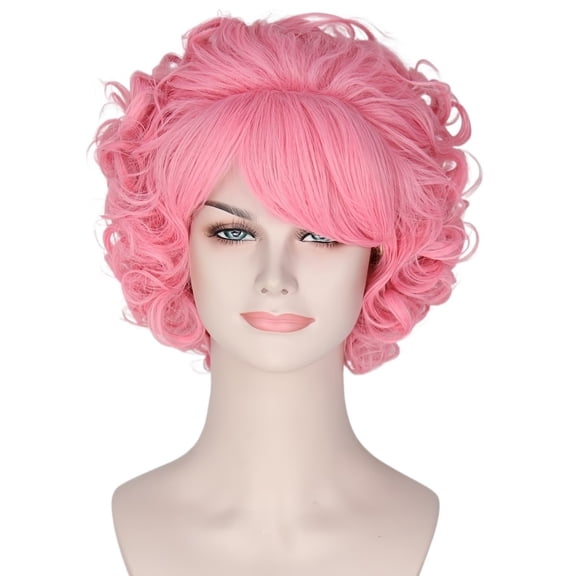 Ladies Short Curly Wig with Fluffy Bangs Retro Cosplay Hair for Parties Halloween Daily Wear