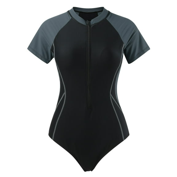 Ladies Short Sleeve Rashguard Swimsuit Boyshort Snorkel Surf Suit