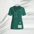 thumbnail image 1 of Ladies Short Sleeve T Shirts for Layering Women's Nurses Uniform Tunic Tops Short Sleeve V-Neck Scrub Carer T-Shirt with Pockets Green 3XL, 1 of 9