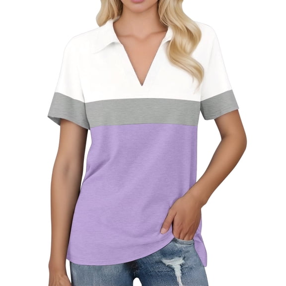 Ladies' Short Sleeved V Neck Shirt Leisure and Work Comfortable, Fashionable Design Easy to Match Sizes S XXL