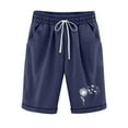 thumbnail image 1 of Ladies Shorts,2023 Summer Drawstring Elastic Waist Bermuda Shorts Casual Knee-Length Dandelion Print Shorts,Linen Shorts for Womens Pockets Five Point Trousers, 1 of 6