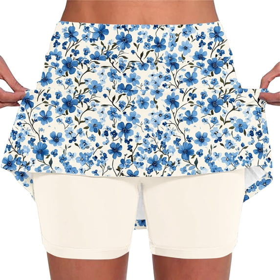 Ladies Shorts Casual,Tennis Skirt for Women Shorts Crossover High Waisted Athletic Golf Skorts Running Workout Skirts 2 in 1