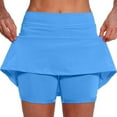 thumbnail image 1 of Ladies Shorts Summer Solid Running Skort with Hidden Compression Liner and Side Pockets Quick Dry Workout Shorts for Women Green M, 1 of 5