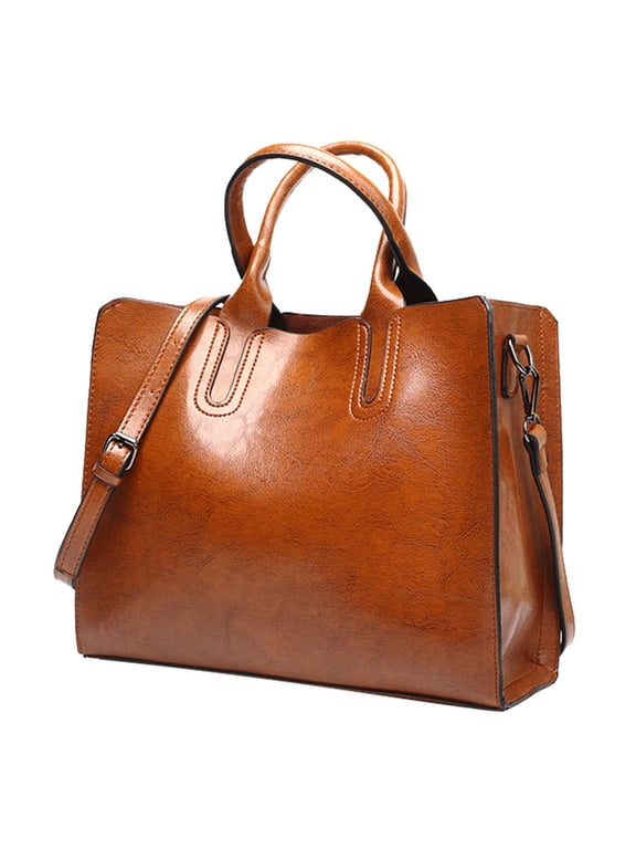 Ladies Shoulder Bag Fashion Solid Color Vintage Zipper Large Capacity Shoulder Handbag